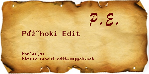 Páhoki Edit névjegykártya